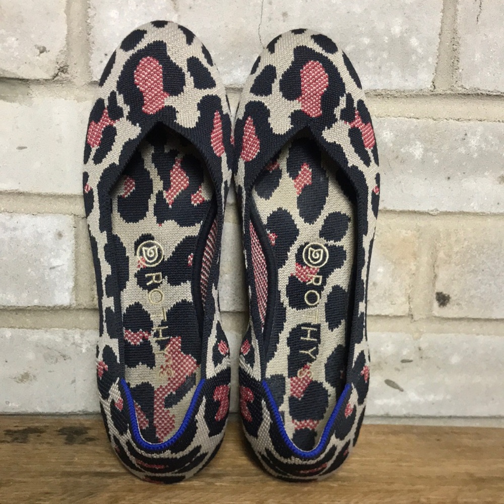 Rothy's Red Cat Animal Print Round Toe Flat